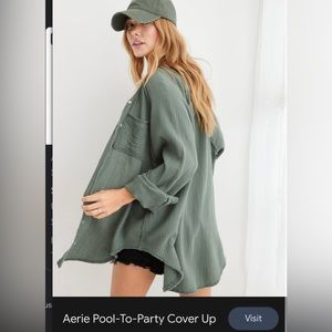 Aerie pool-to-party button up